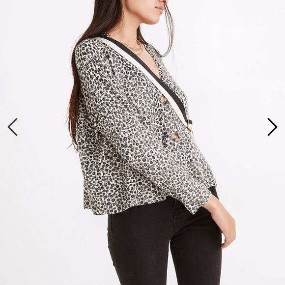 NWT Madewell Ditsy Cameron Ribbed Cardigan Sweater in Coziest Yarn, XXS - Picture 3 of 11